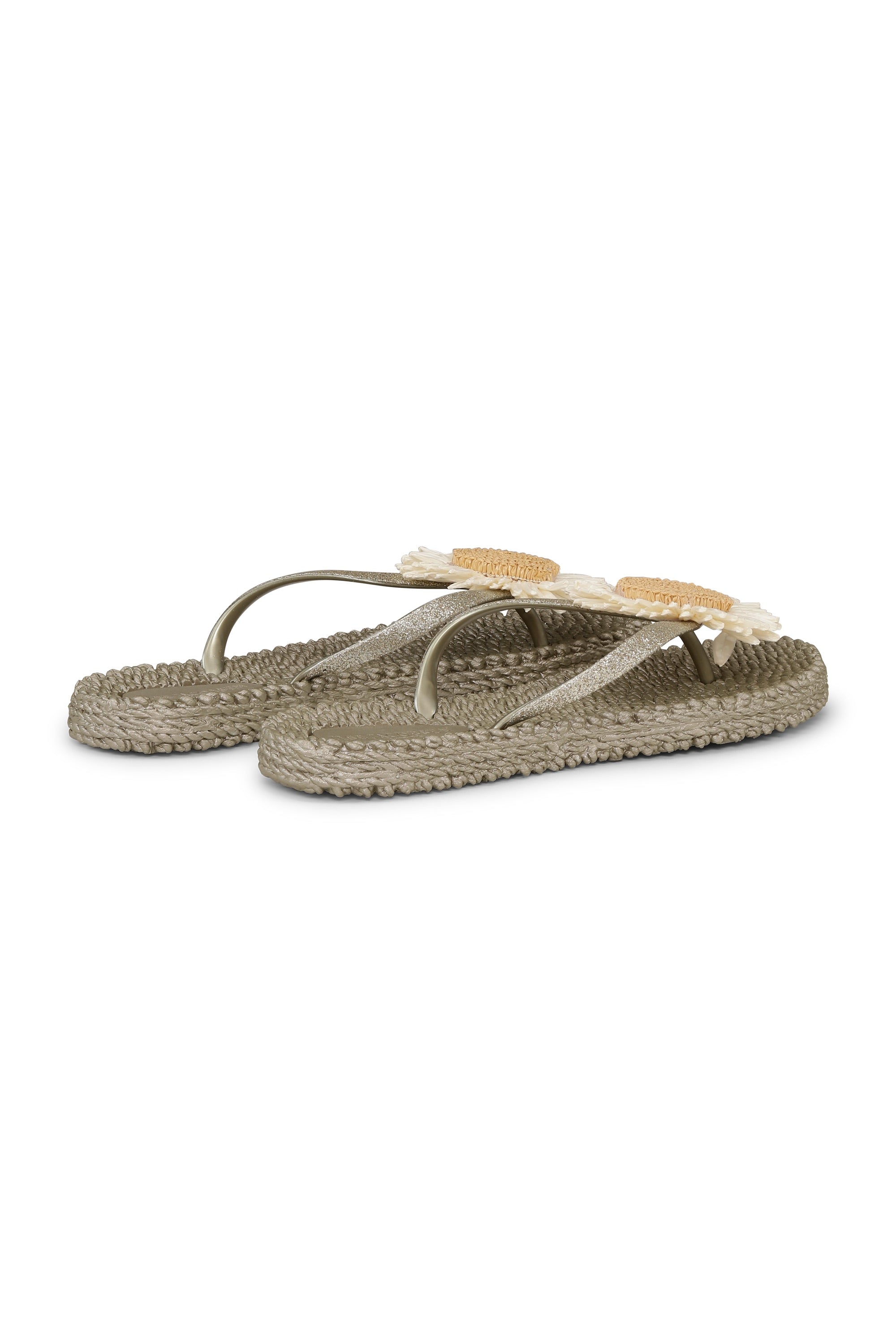 Flip Flop With Flower - Platin