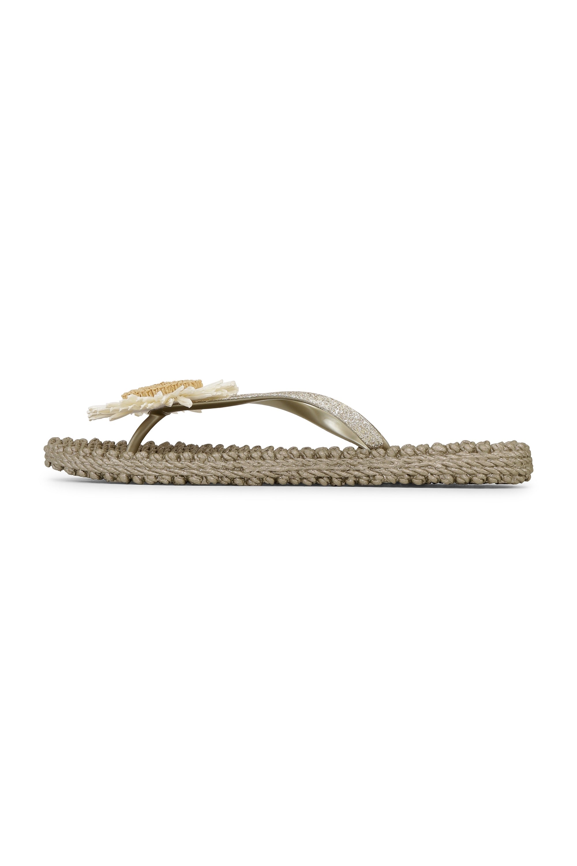 Flip Flop With Flower - Platin