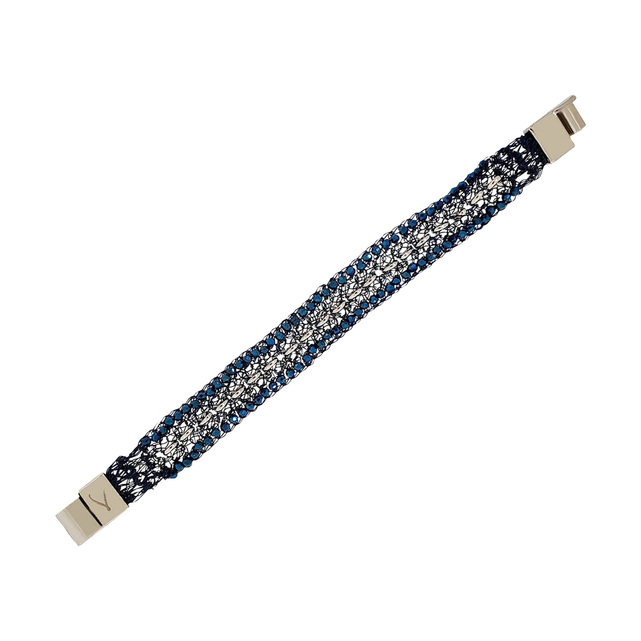 Navy Mix Flux Handmade Crochet Bracelet