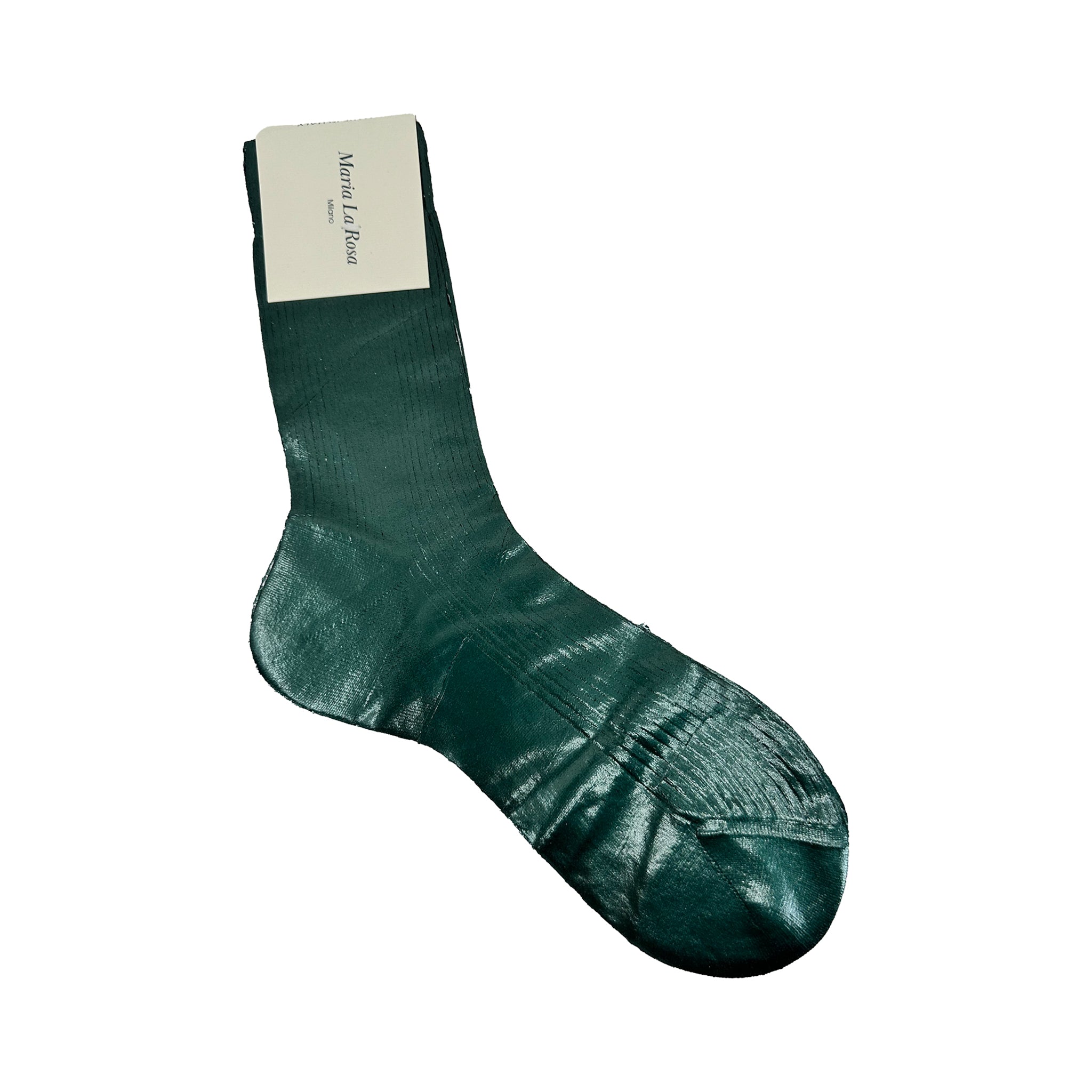 One Ribbed Laminated Sock - Forest Green