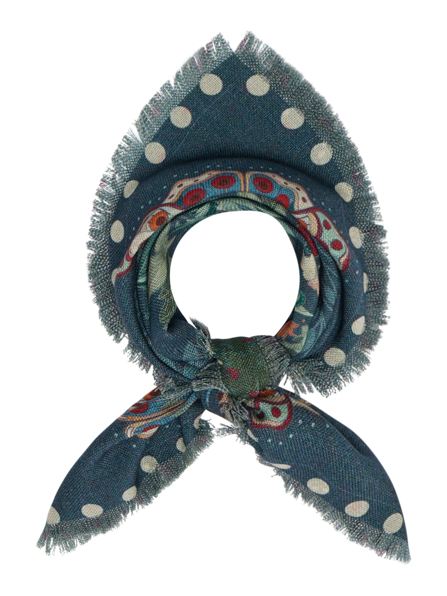 Wool-Silk Bandana Scarf Moth print