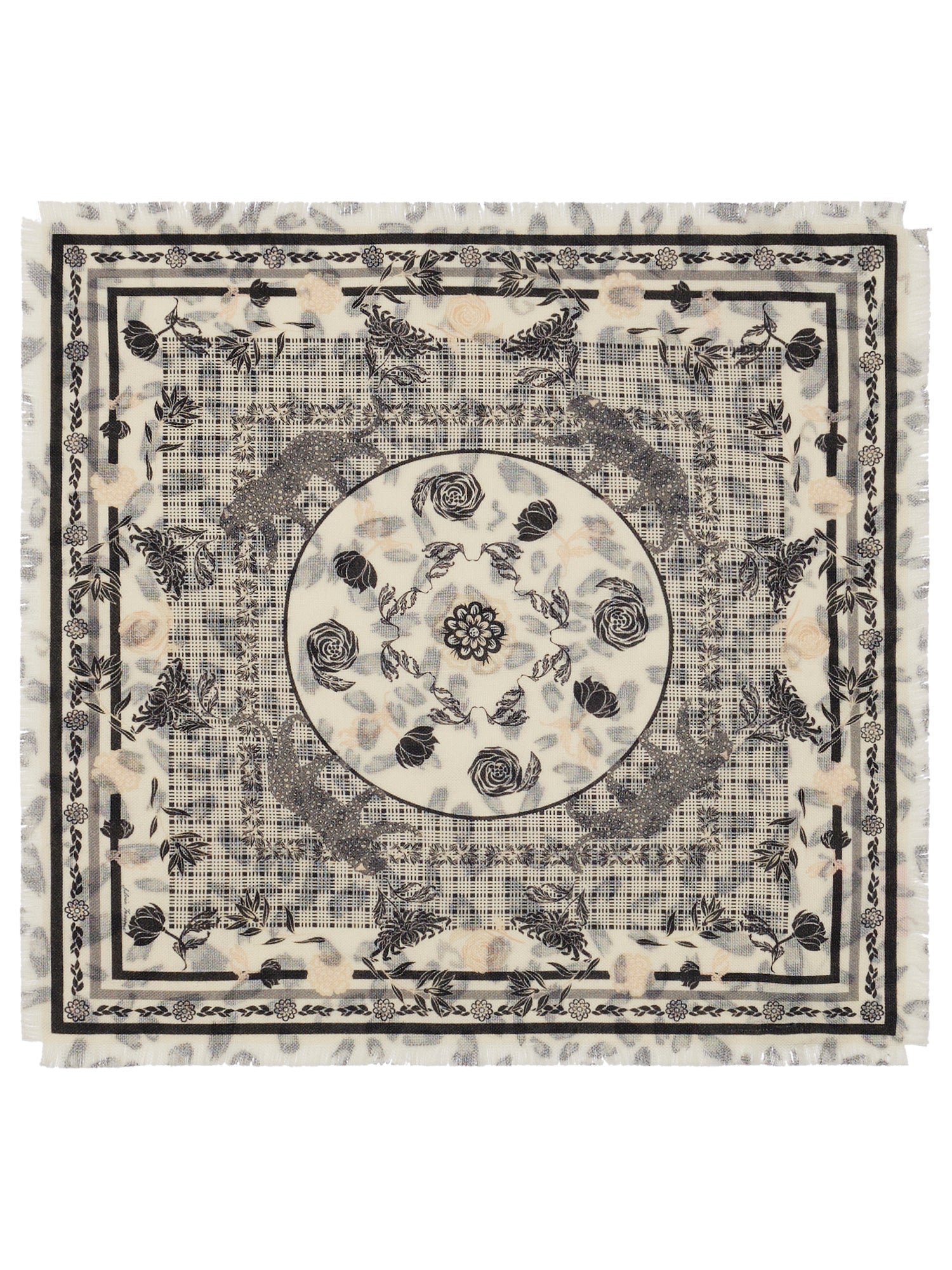 Wool-Silk Bandana Scarf Panther Print