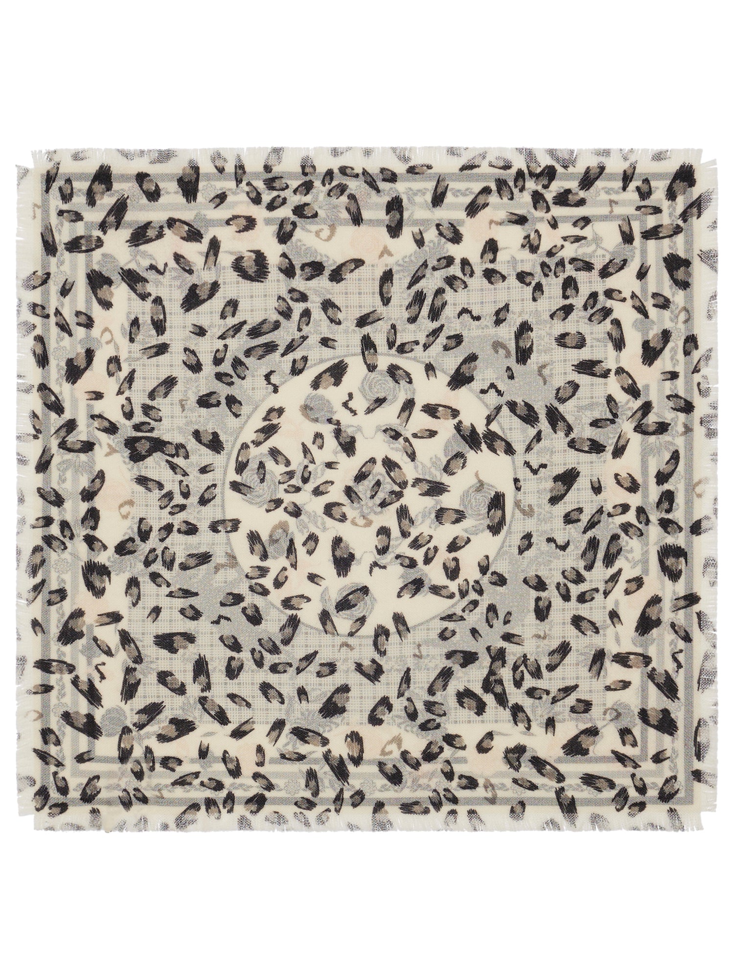 Wool-Silk Bandana Scarf Panther Print