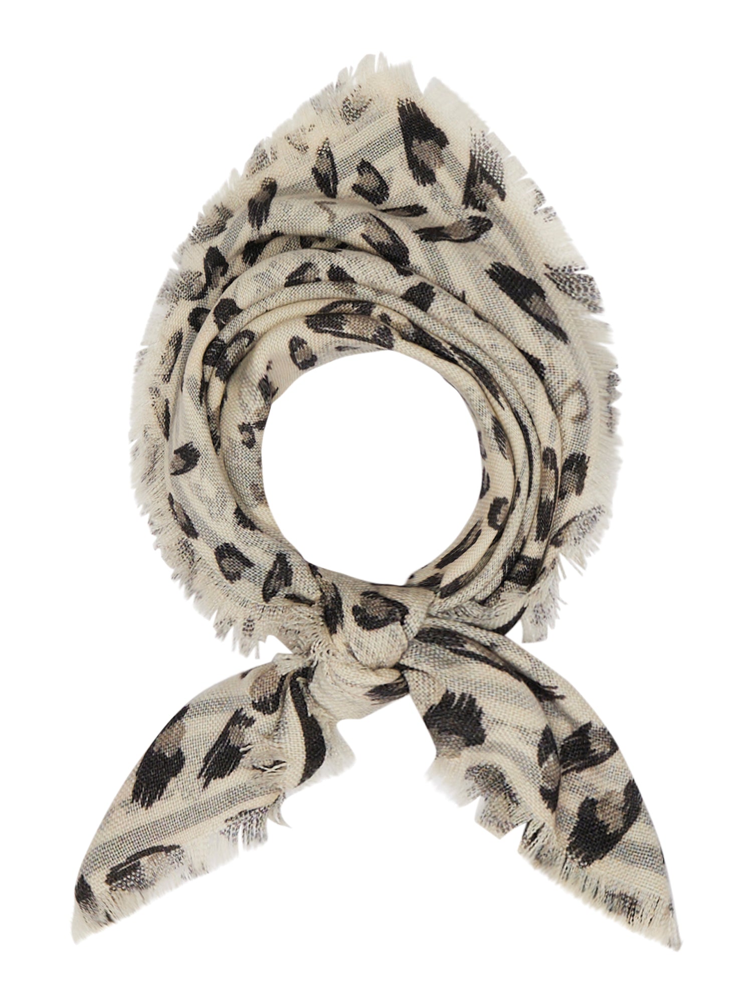 Wool-Silk Bandana Scarf Panther Print