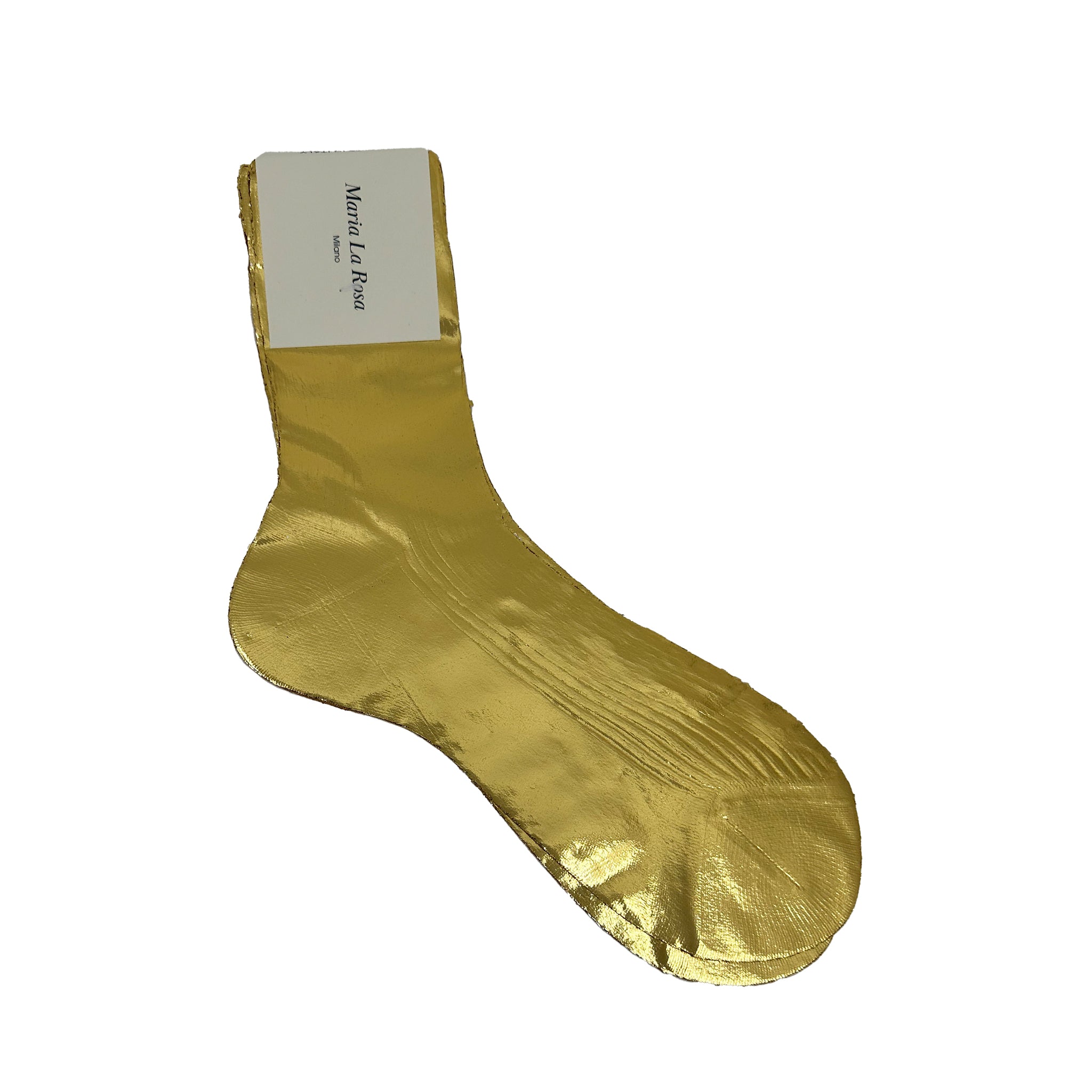 One Ribbed Laminated Sock - Gold