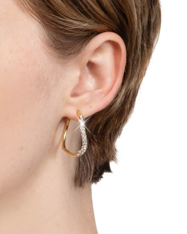 Gold Two Tone Pave Hoop Earring