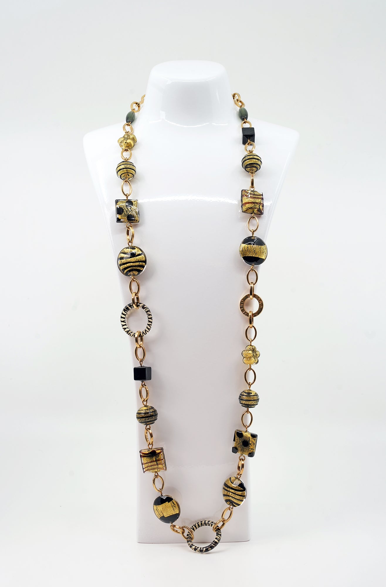 Iris Long Necklace Gold / Black