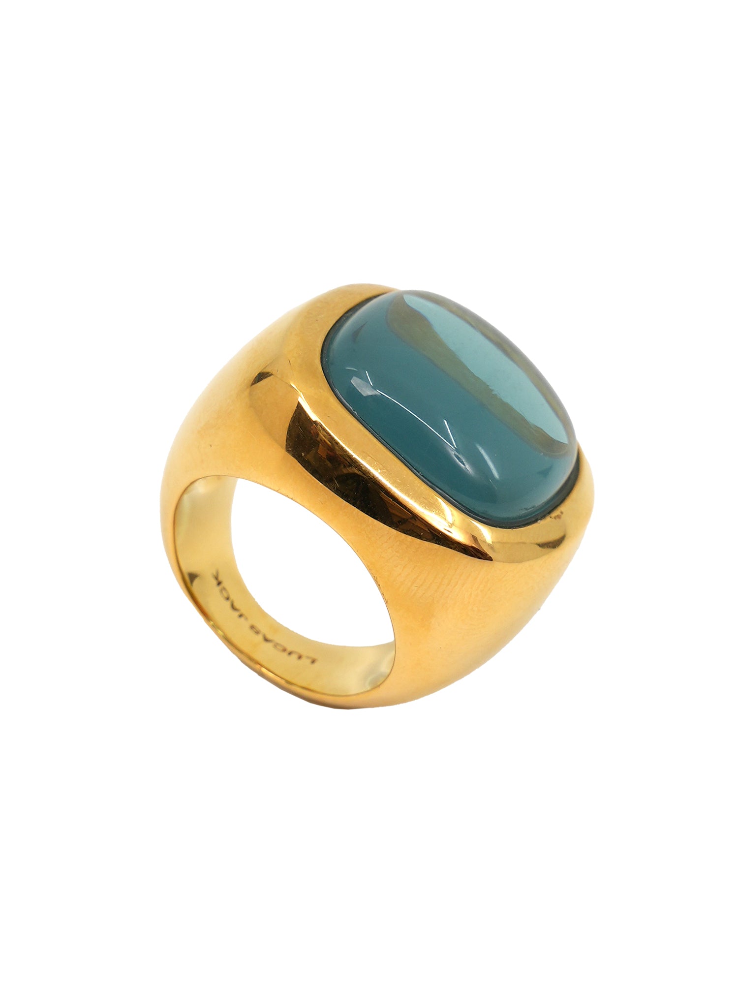 Gold Square Ring - Blue