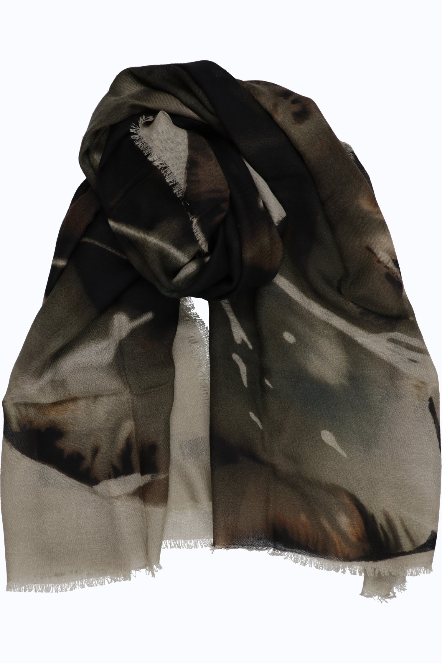 Luxurious Printed Scarf in 86% Wool and 14% Silk — 130x180 cm