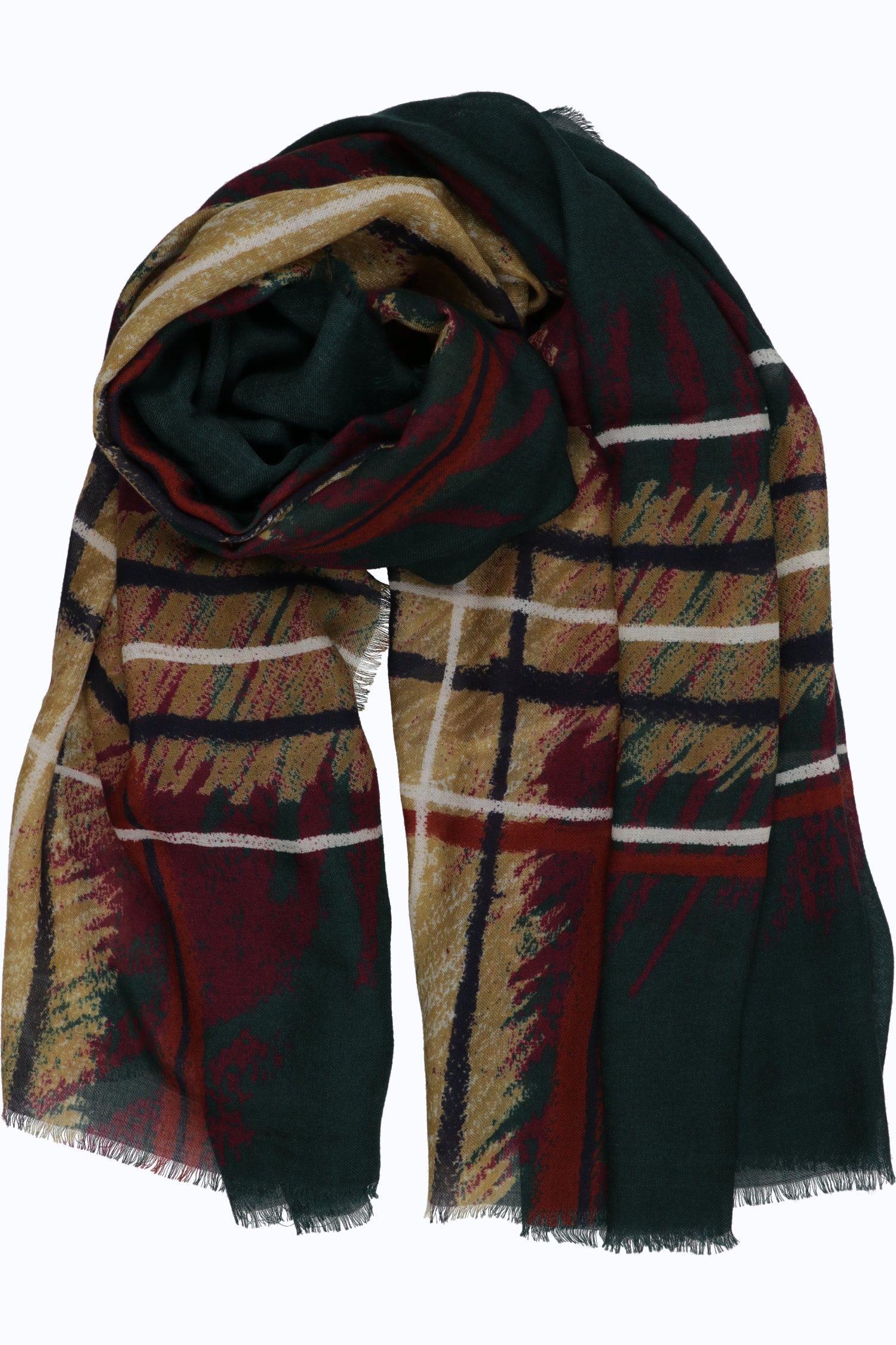 Plaid Wool-Silk Scarf