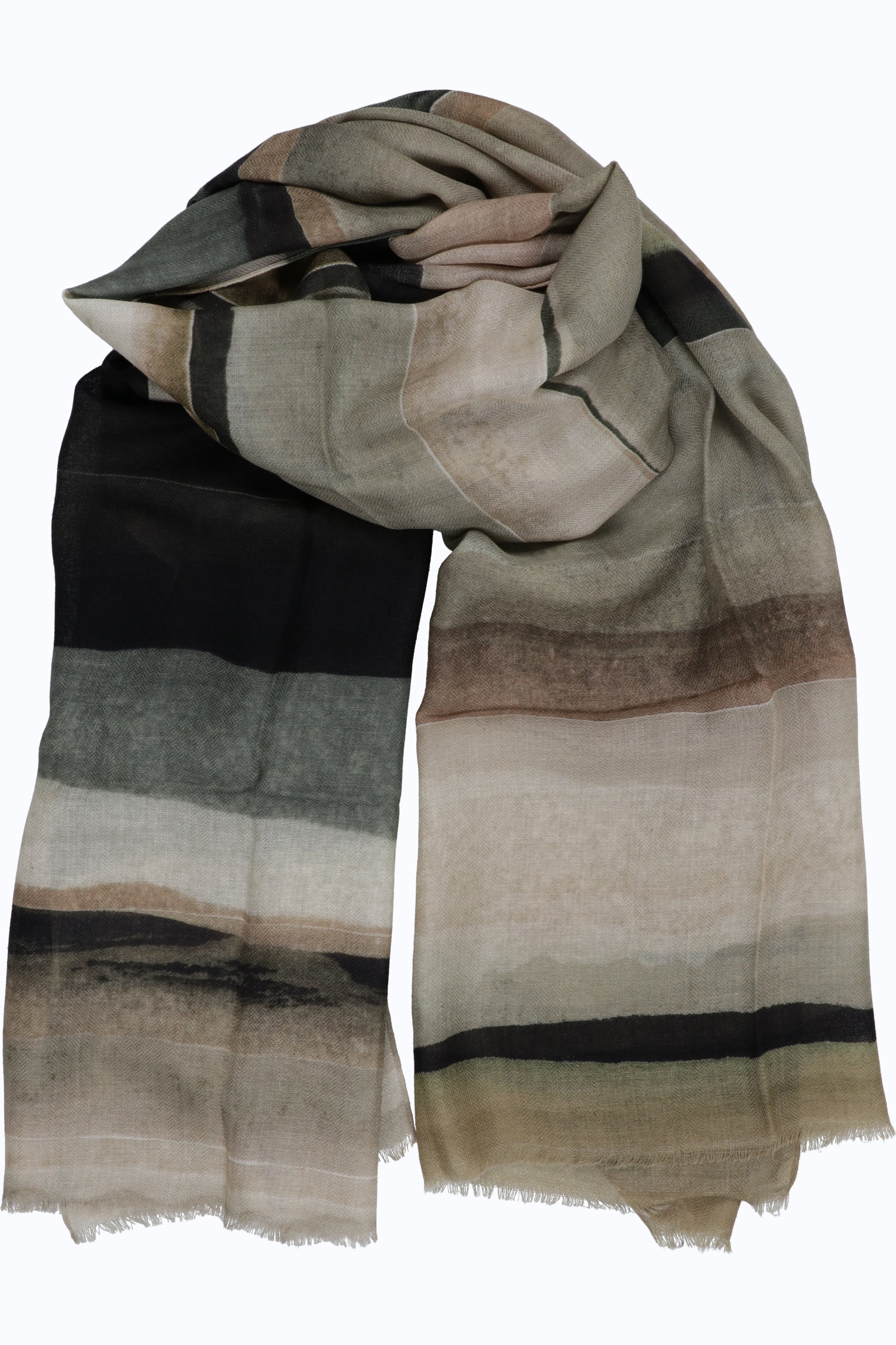 Striped Wool-Silk Stole – 90x200 cm