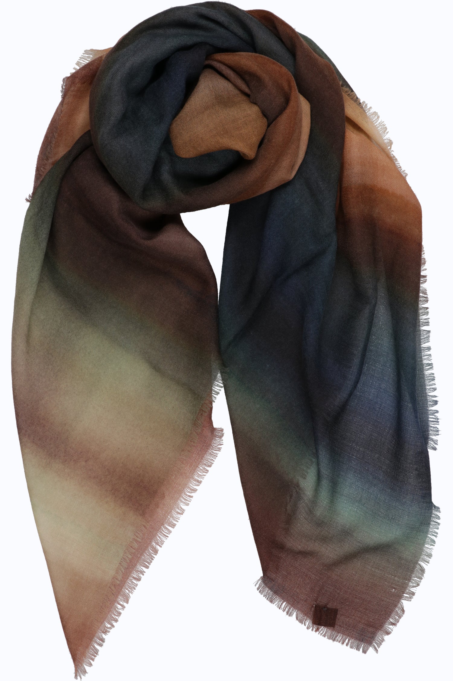Printed Cashmere Shawl with Fringes — 135x135 cm