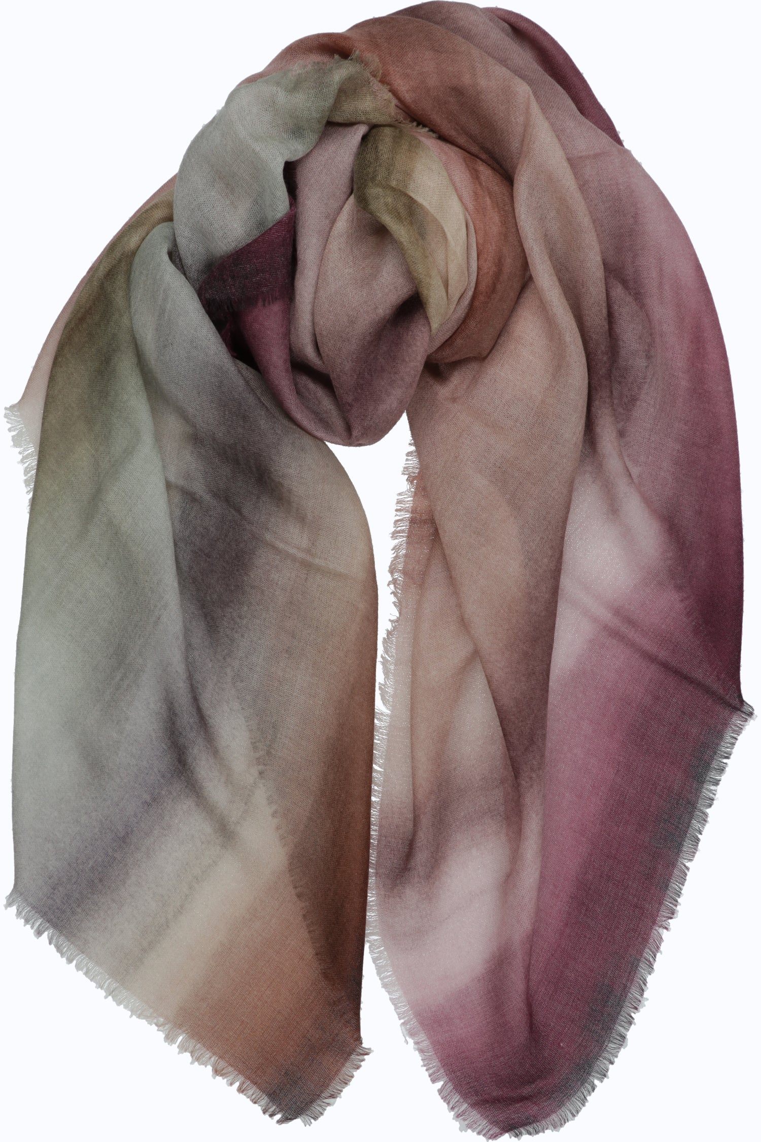Printed Cashmere Shawl with Fringes — 135x135 cm
