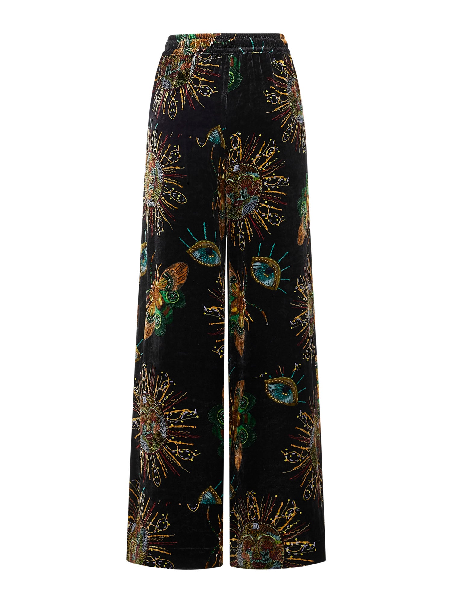 Velvet Silk Trousers Embroidered Sun