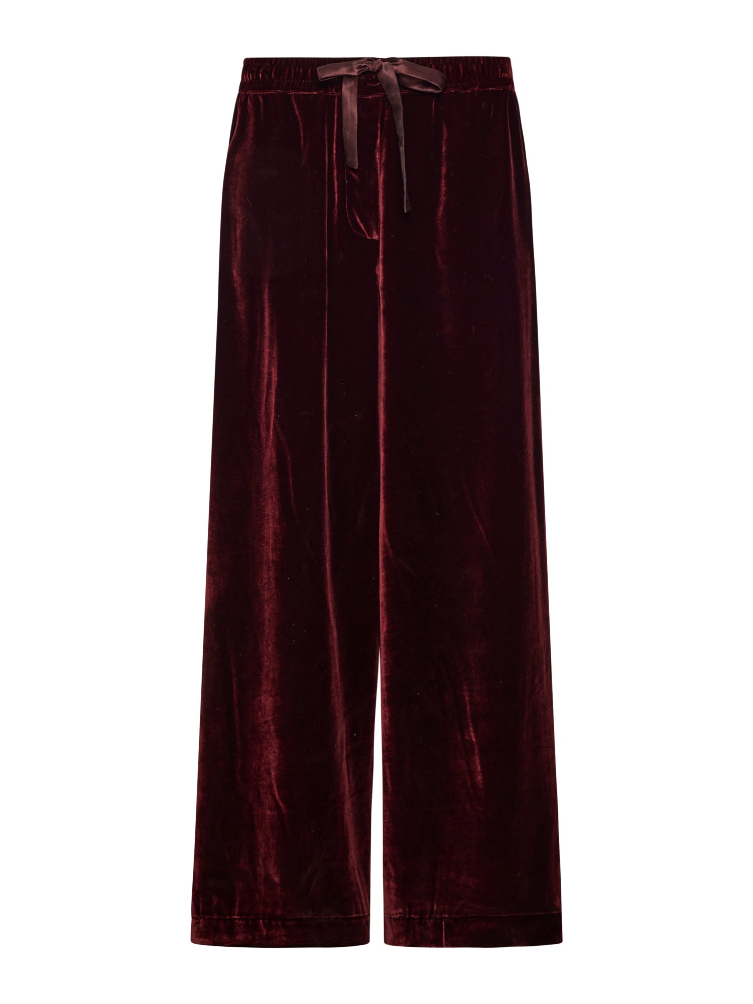 Velvet Silk Trousers - Bordo