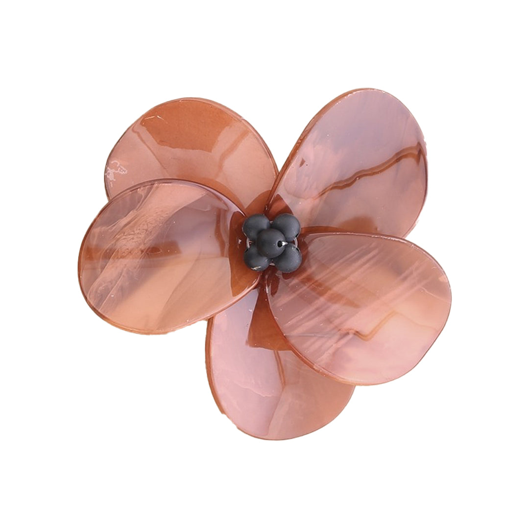 Extra Large Resin Flower Brooch - Coral