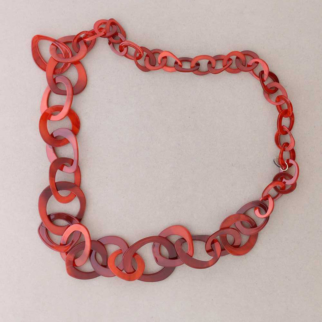 Long Resin Link Necklace - Orange