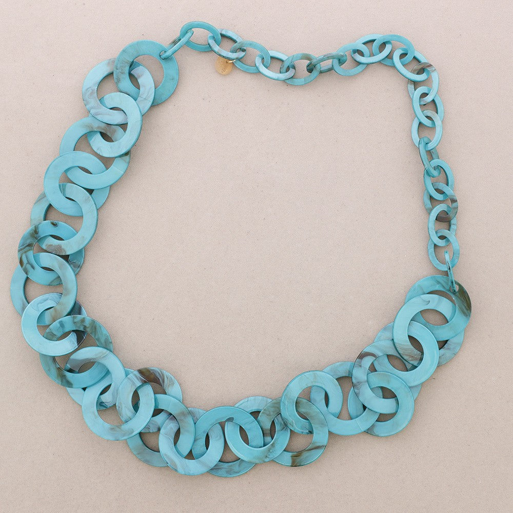 Long Resin Link Necklace - Turquoise