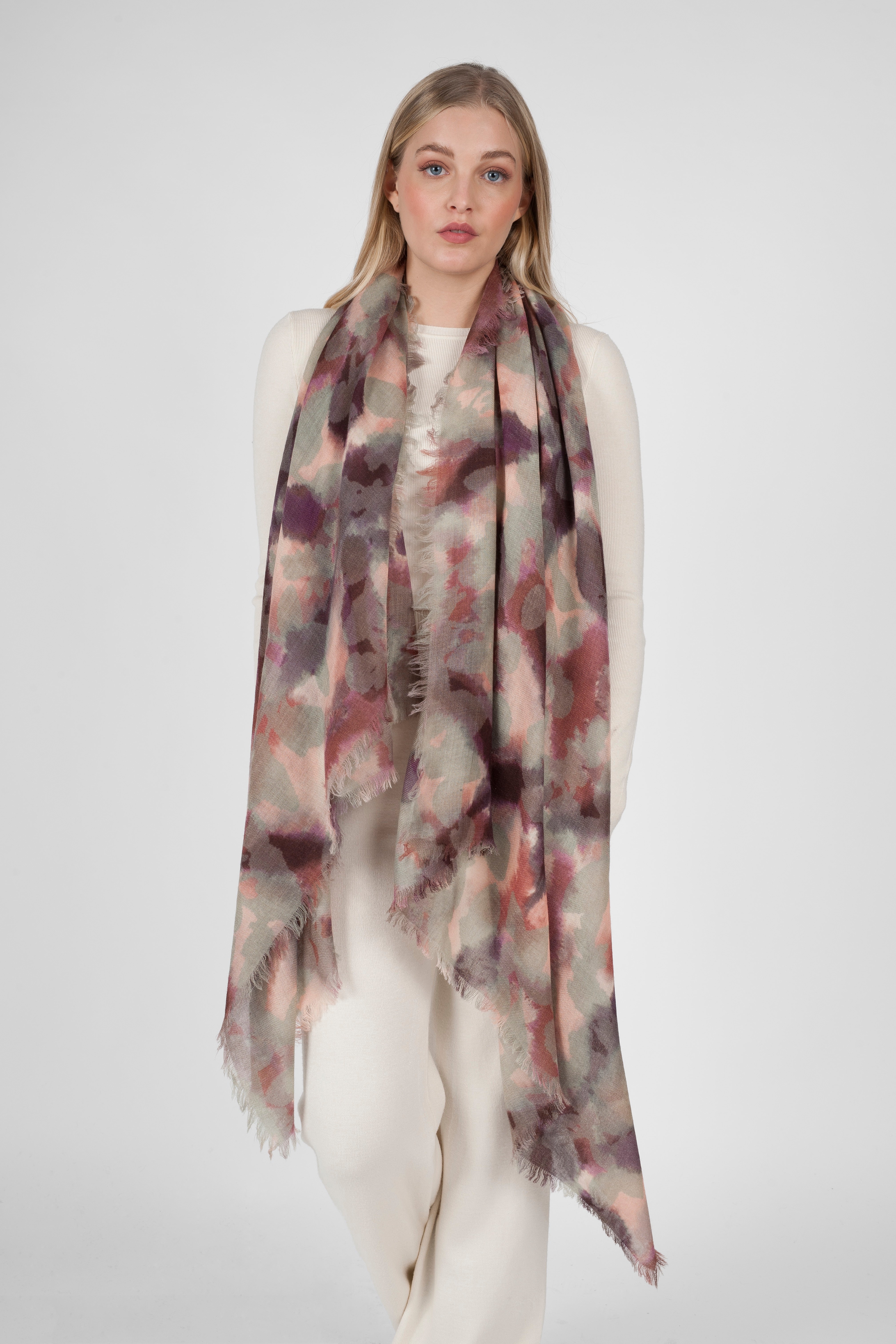 Lumaca W Print Stole - Pink