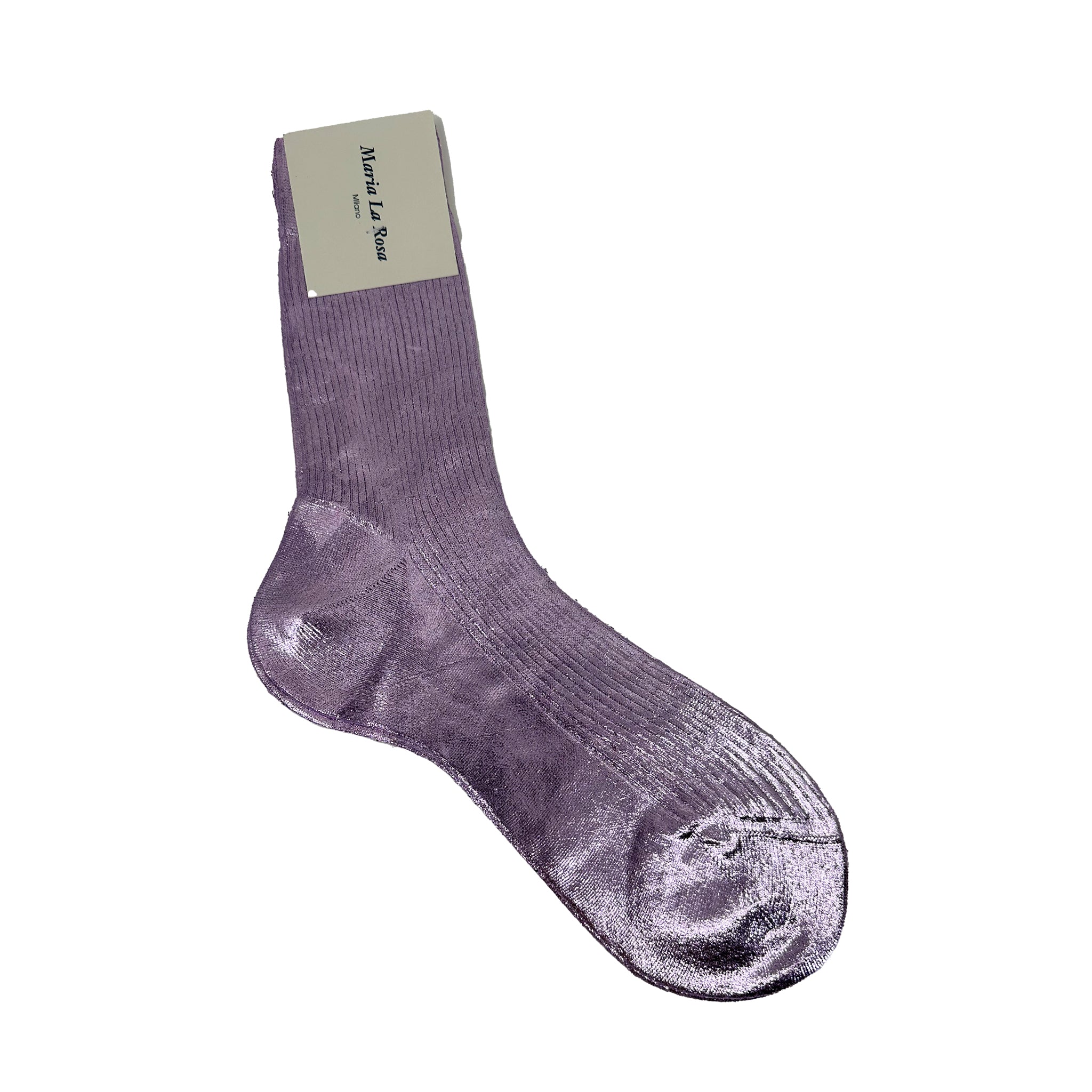 One Ribbed Laminated Sock - Lilac