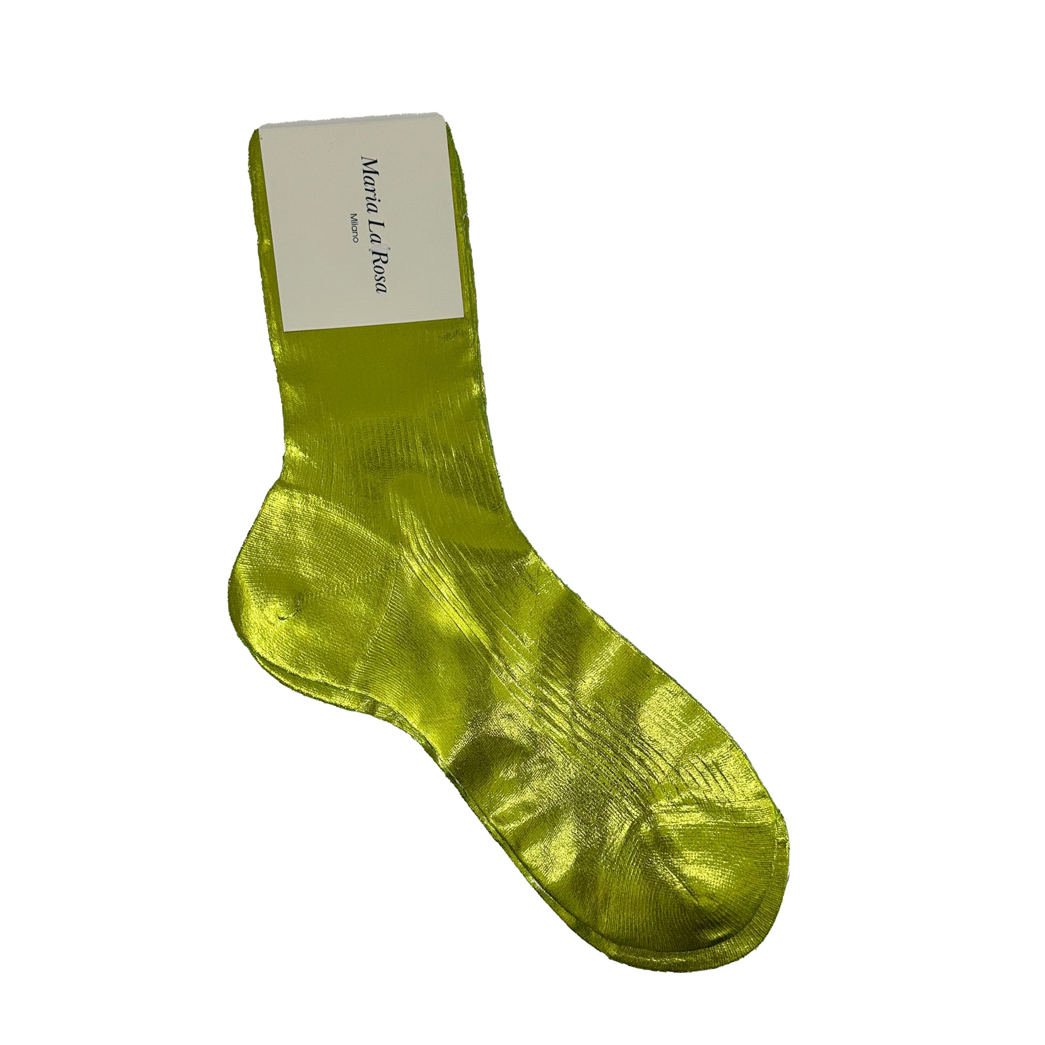 One Ribbed Laminated Sock - Lime