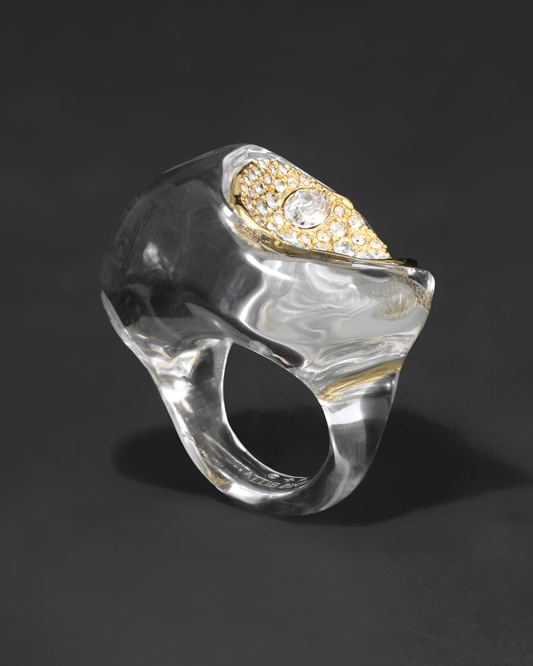 Liquid Lucite Crystal Pave Geode Ring