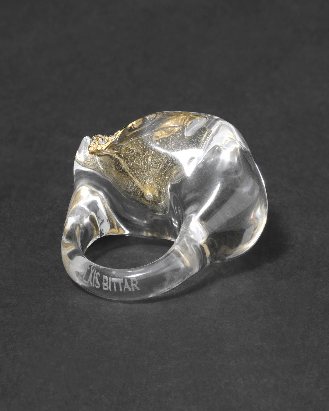 Liquid Lucite Crystal Pave Geode Ring
