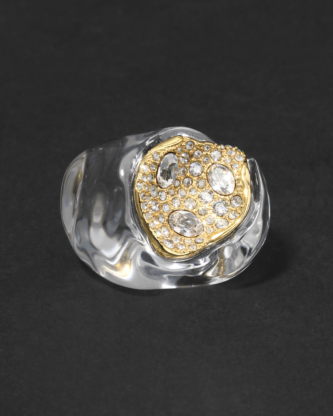 Liquid Lucite Crystal Pave Geode Ring