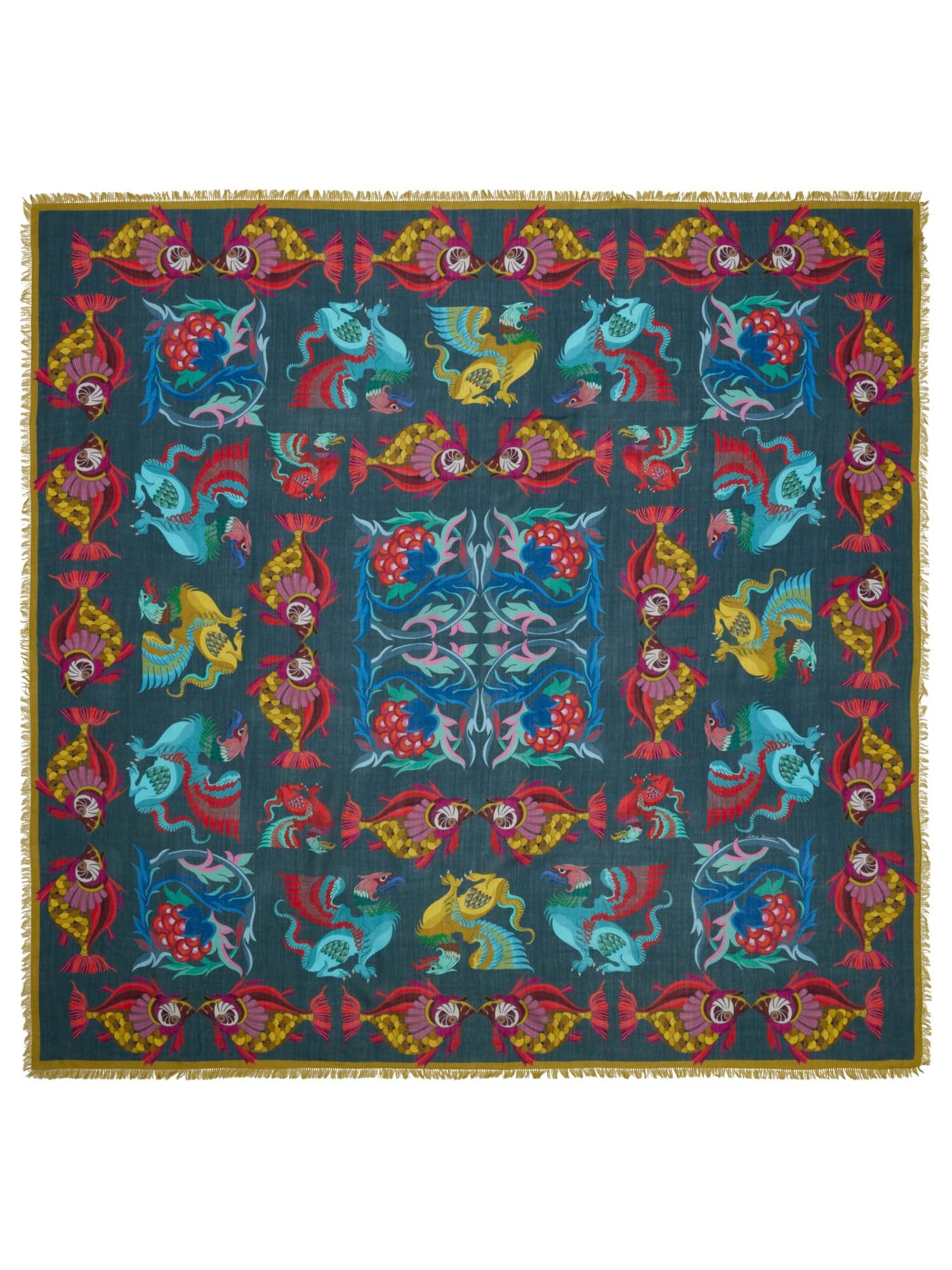 Silk 135x135 Carre Scarf Griffin