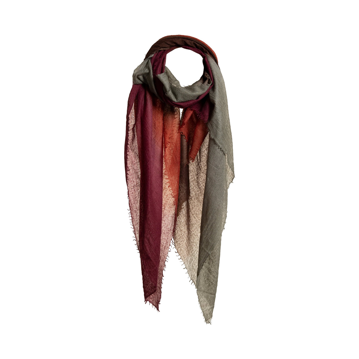 Souffle Semi-Felted Cashmere Shawl Degrade Vino & Army