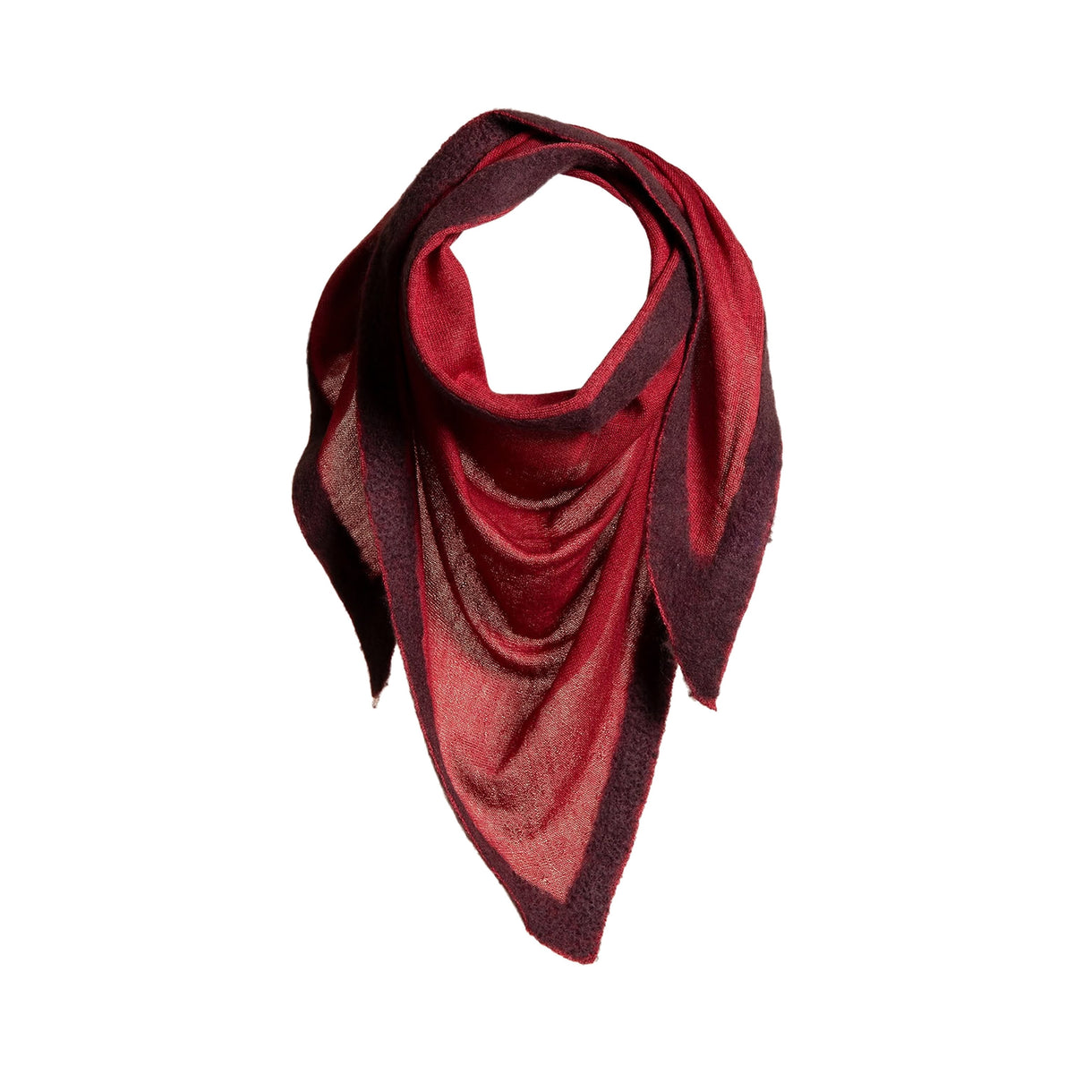 Cashmere & Silk Bandana with Felted Borders Ruby & Bark