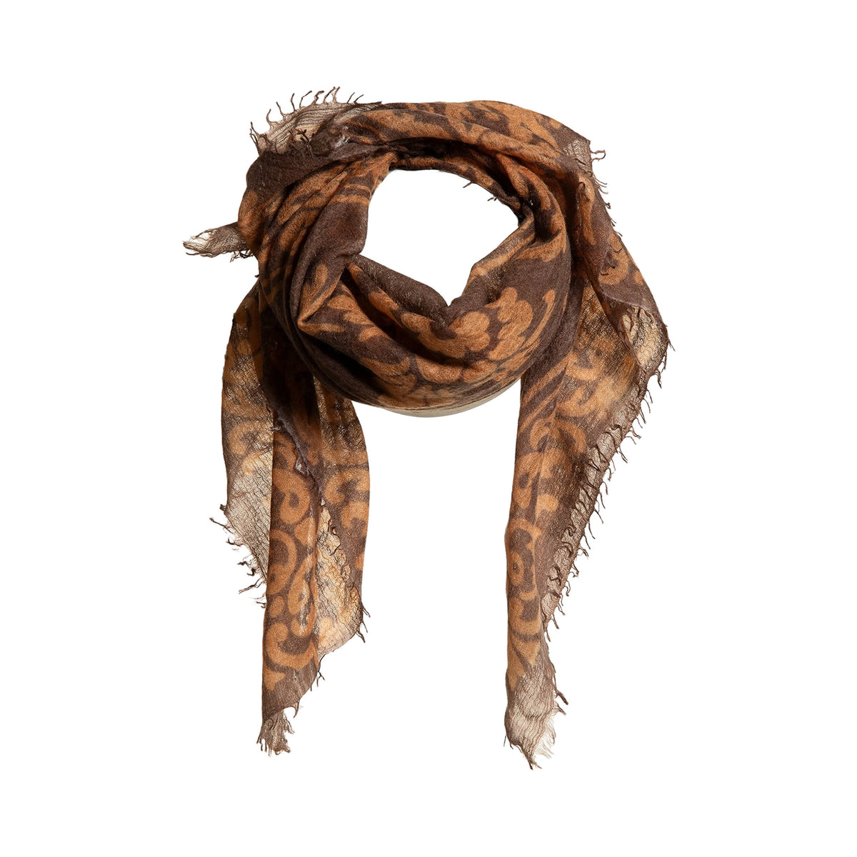Souffle Square Cashmere Print Shawl Royal Bloom / Chamois