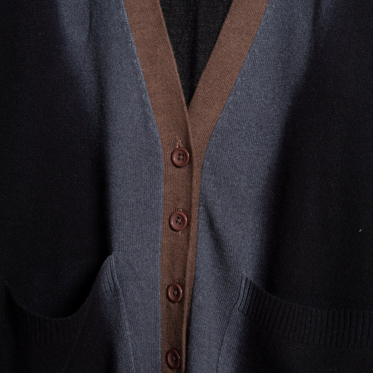 Cashmere Cardigan with Pockets Dip Dye Black & Flannel