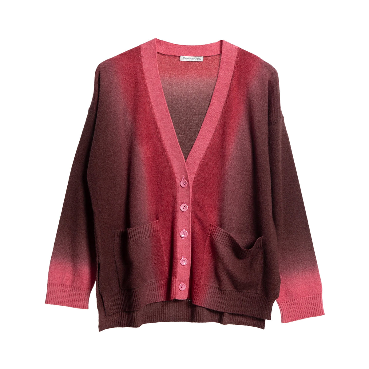 Cashmere Cardigan with Pockets Dip Dye Elder & Ruby