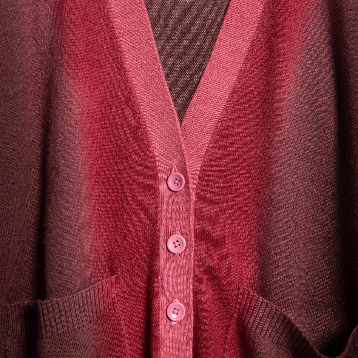 Cashmere Cardigan with Pockets Dip Dye Elder & Ruby