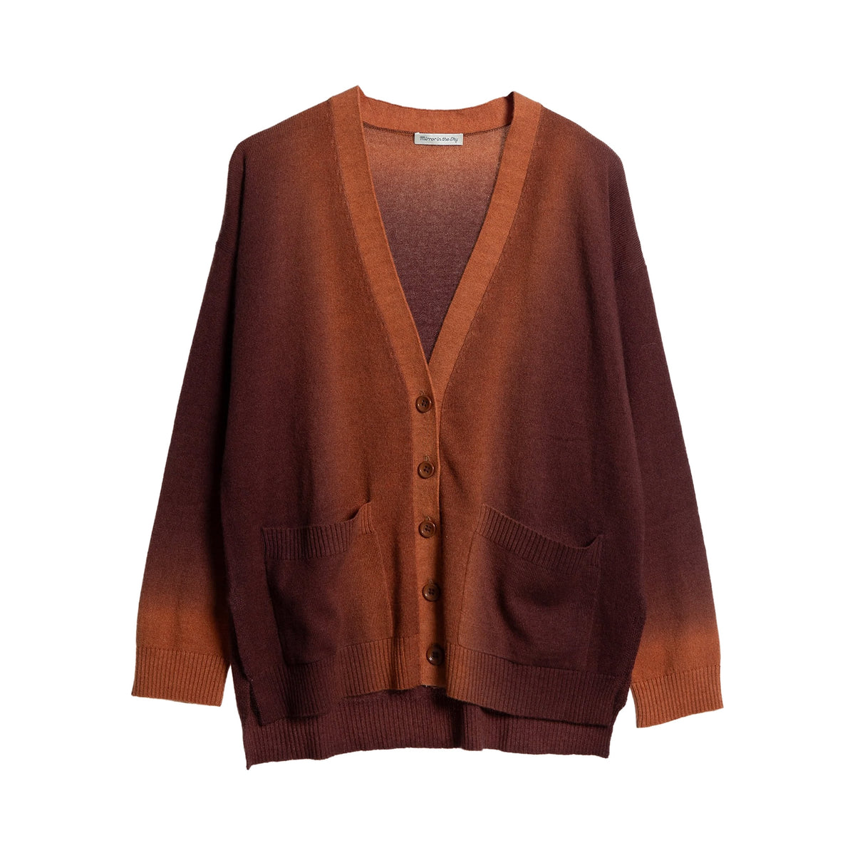 Cashmere Cardigan with Pockets Dip DyeBark & Cardboard