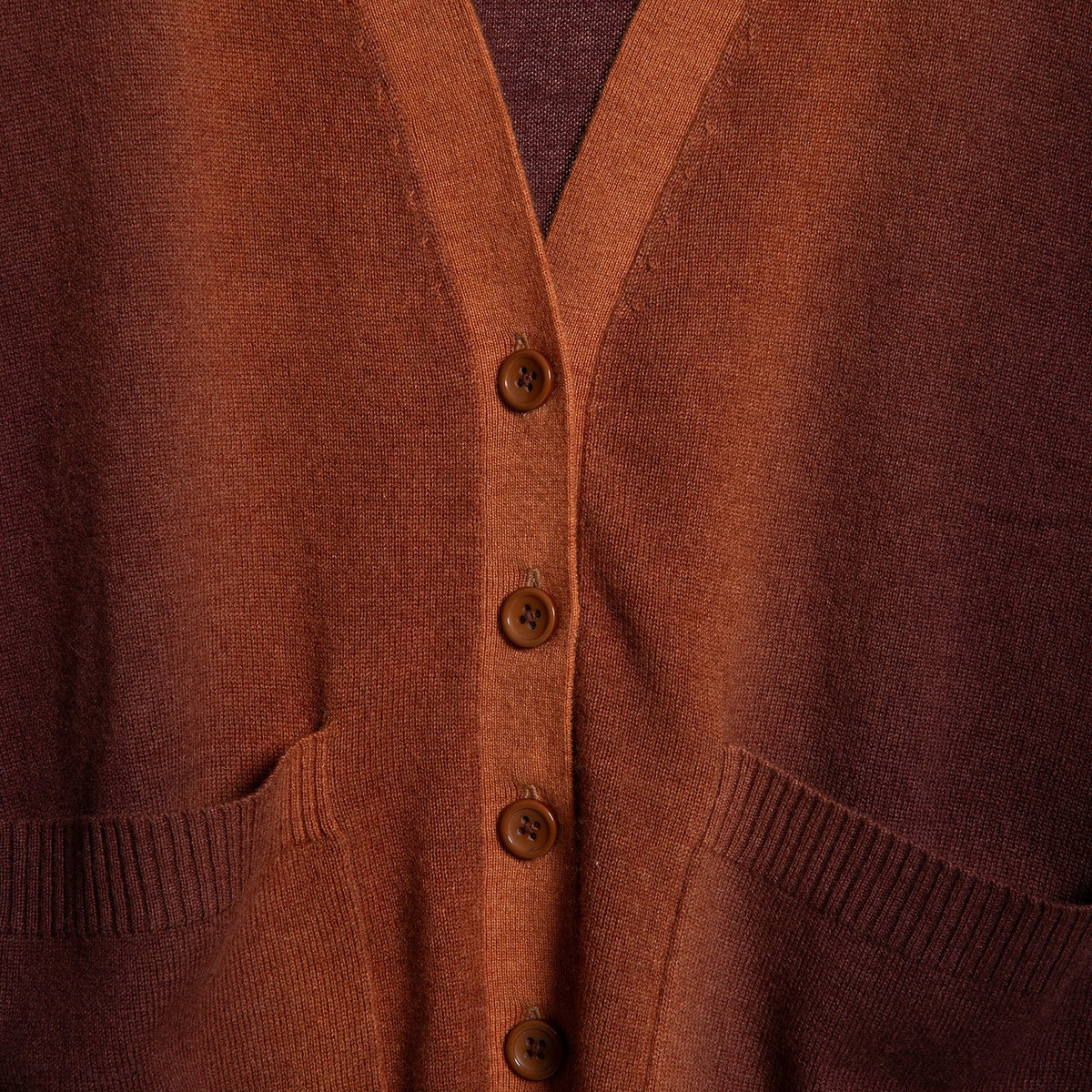 Cashmere Cardigan with Pockets Dip DyeBark & Cardboard