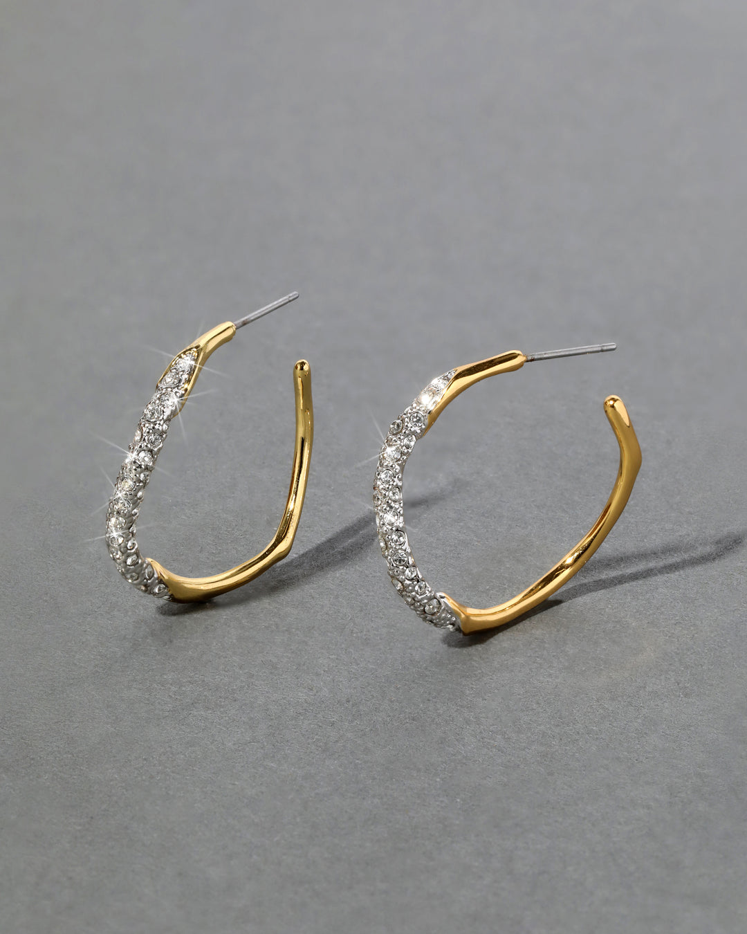 Gold Two Tone Pave Hoop Earring