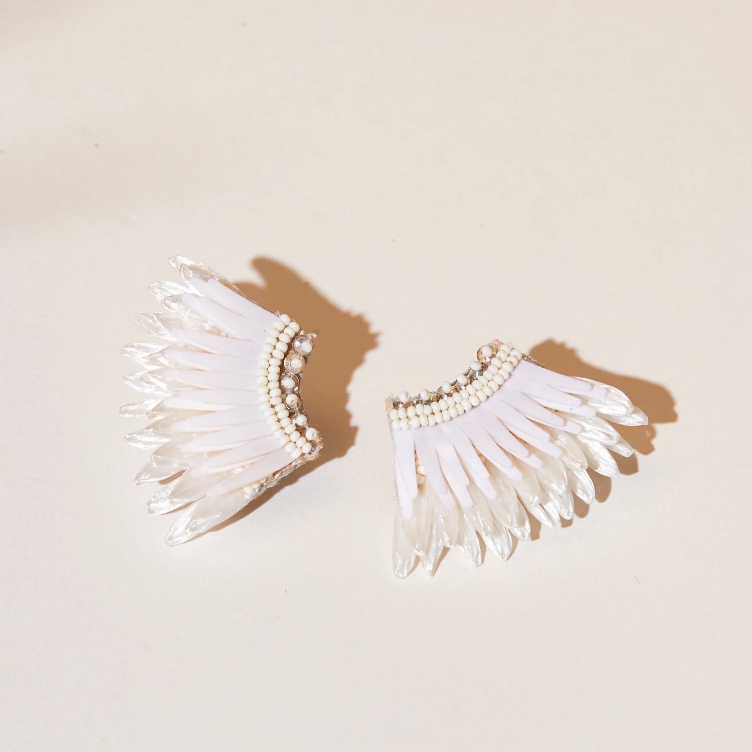 Mini Raffia Madeline Earrings White