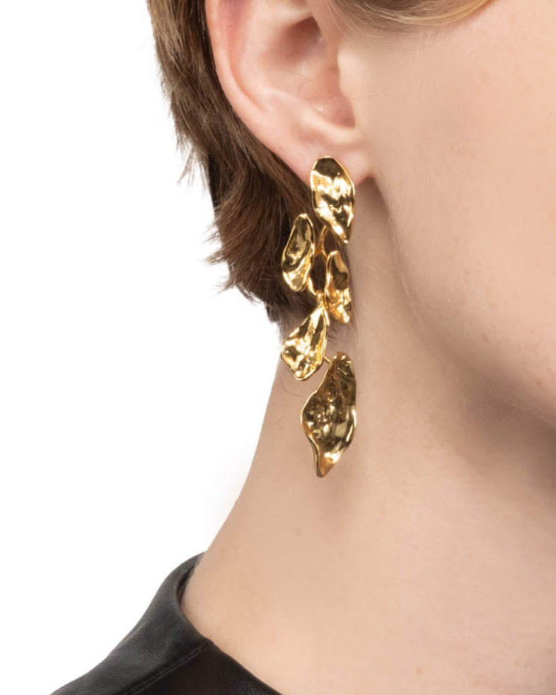Mosaic Molten Gold Post Earring