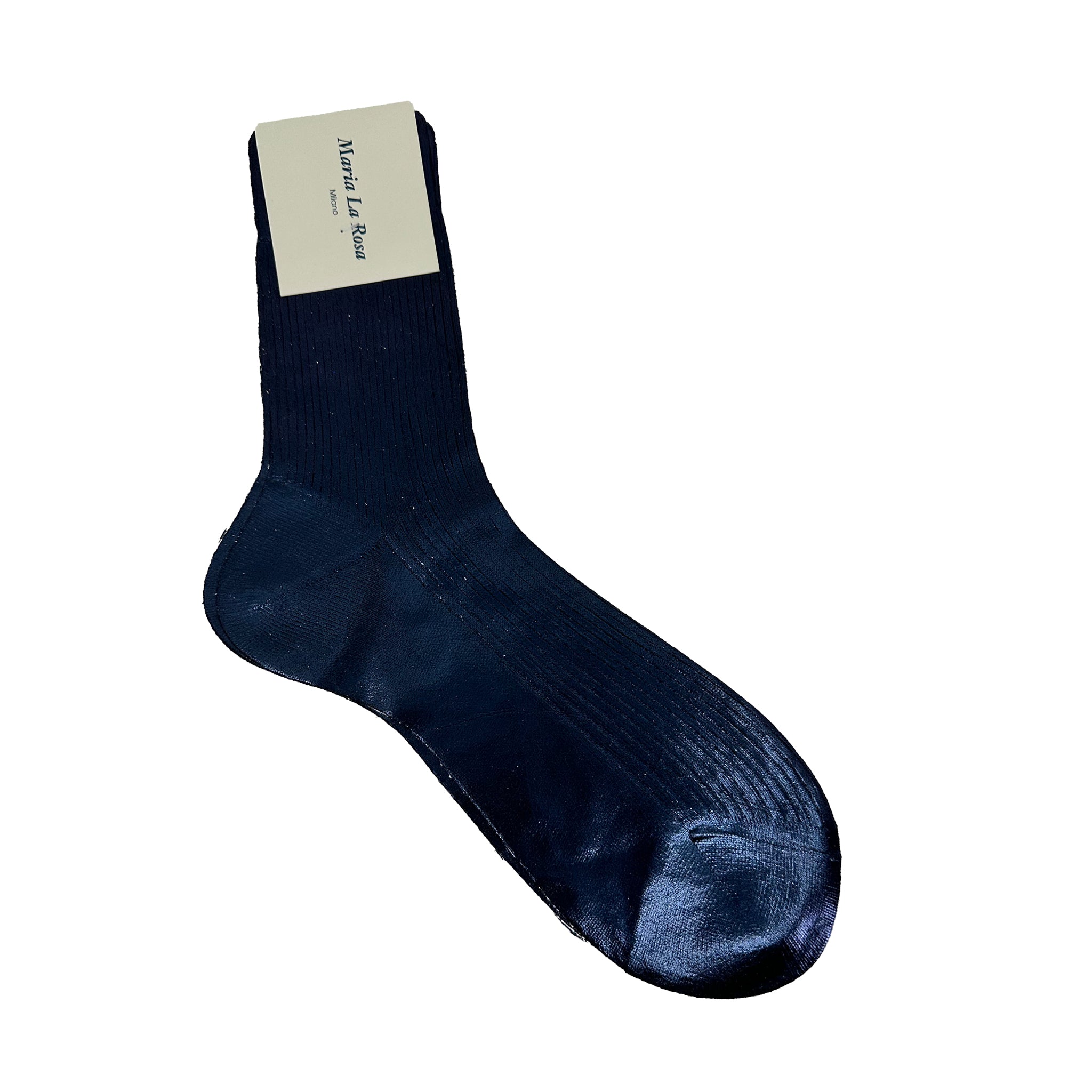 One Ribbed Laminated Sock - Navy