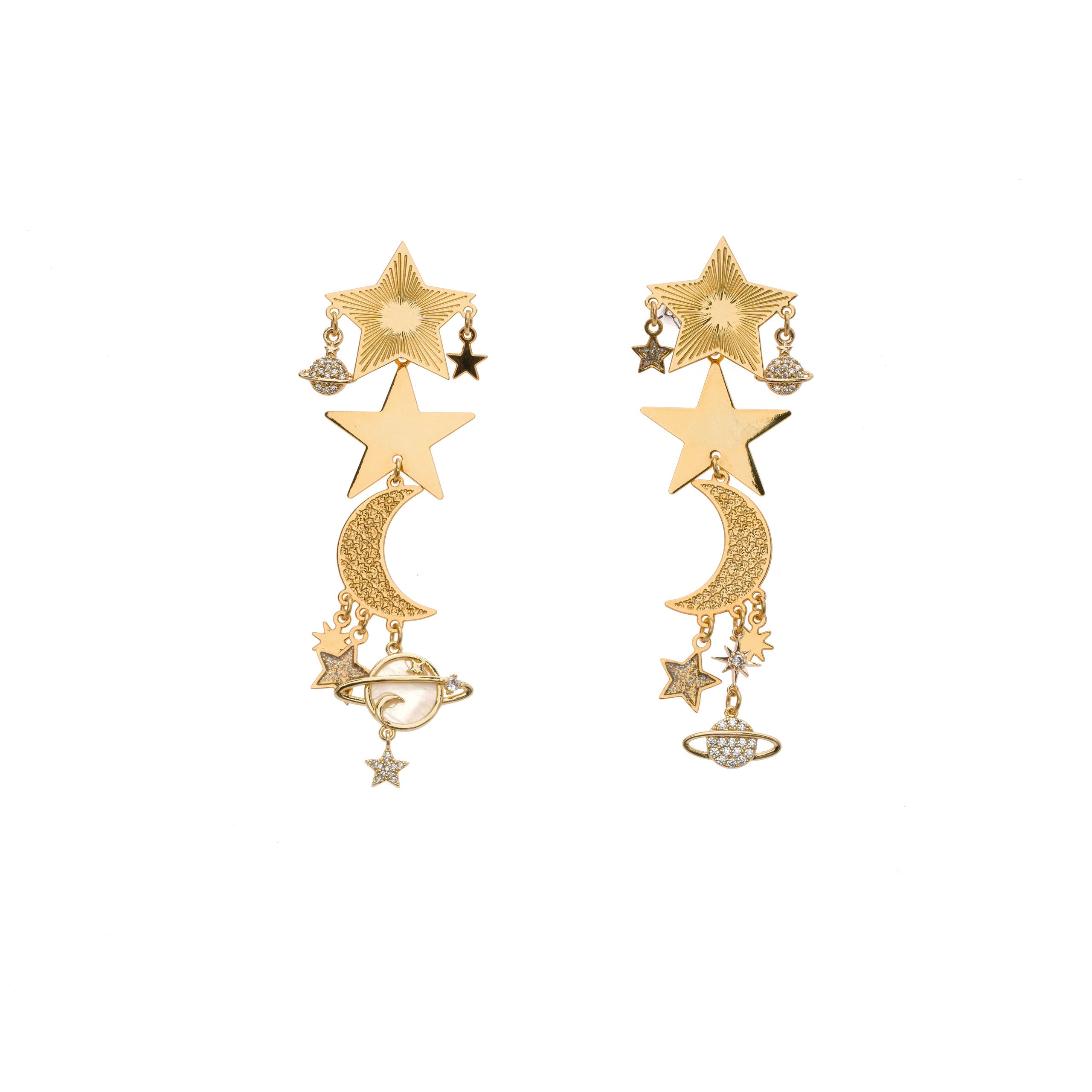 Planet Gold Moon Earrings