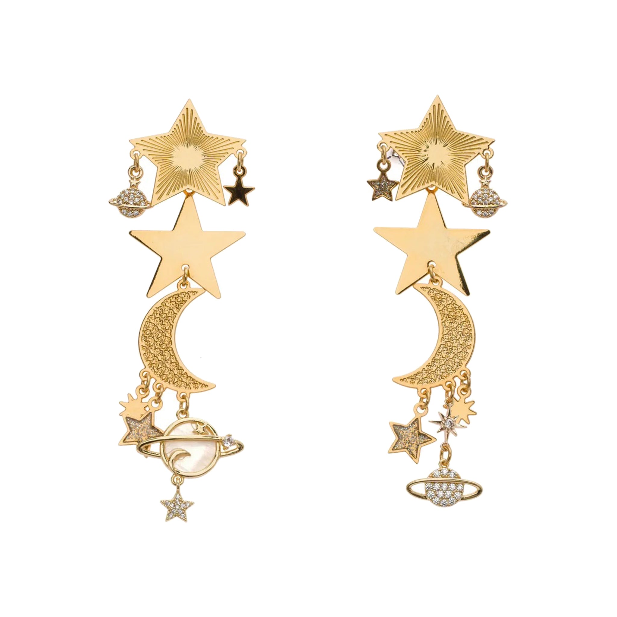 Planet Gold Moon Earrings