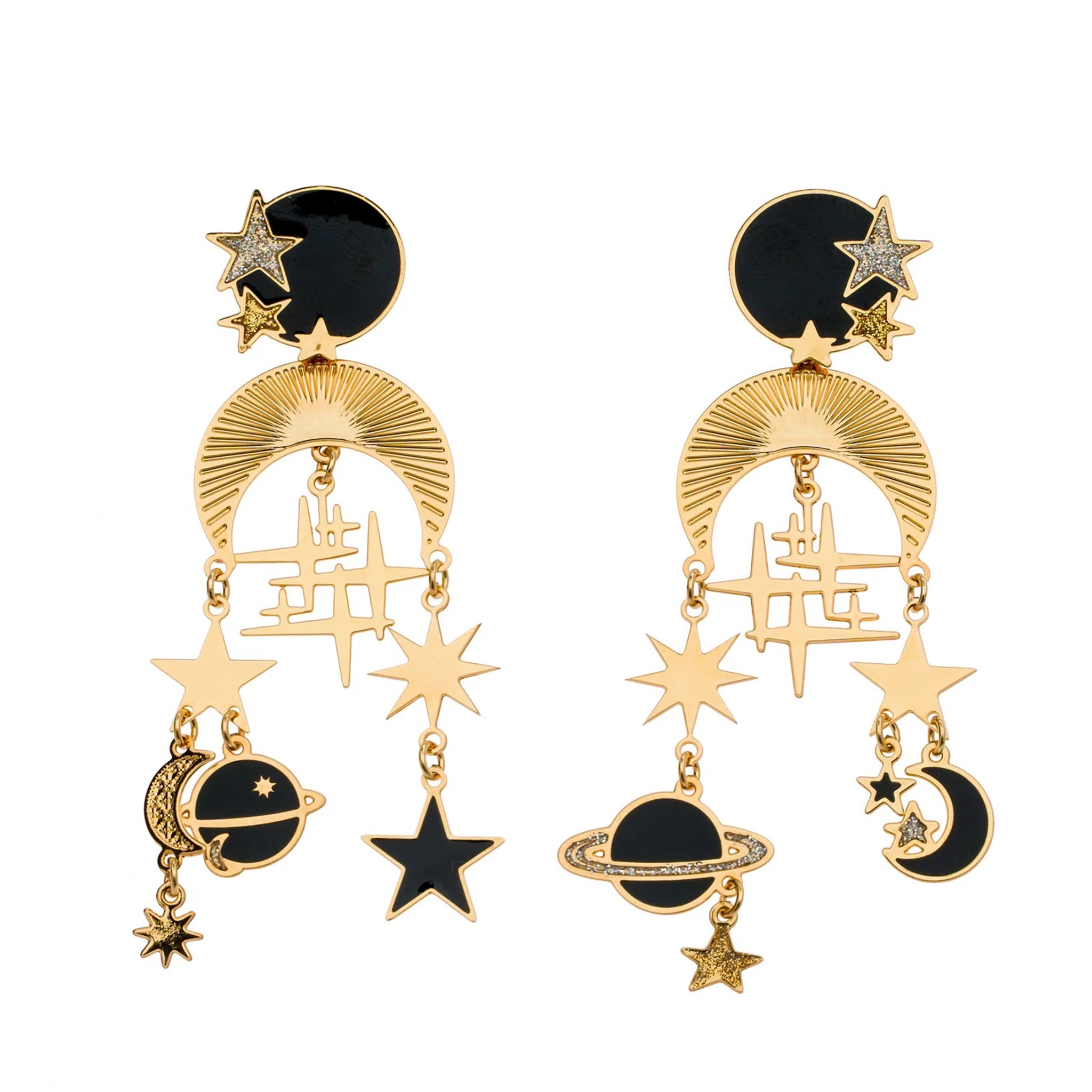 Planet Black Moon Earrings