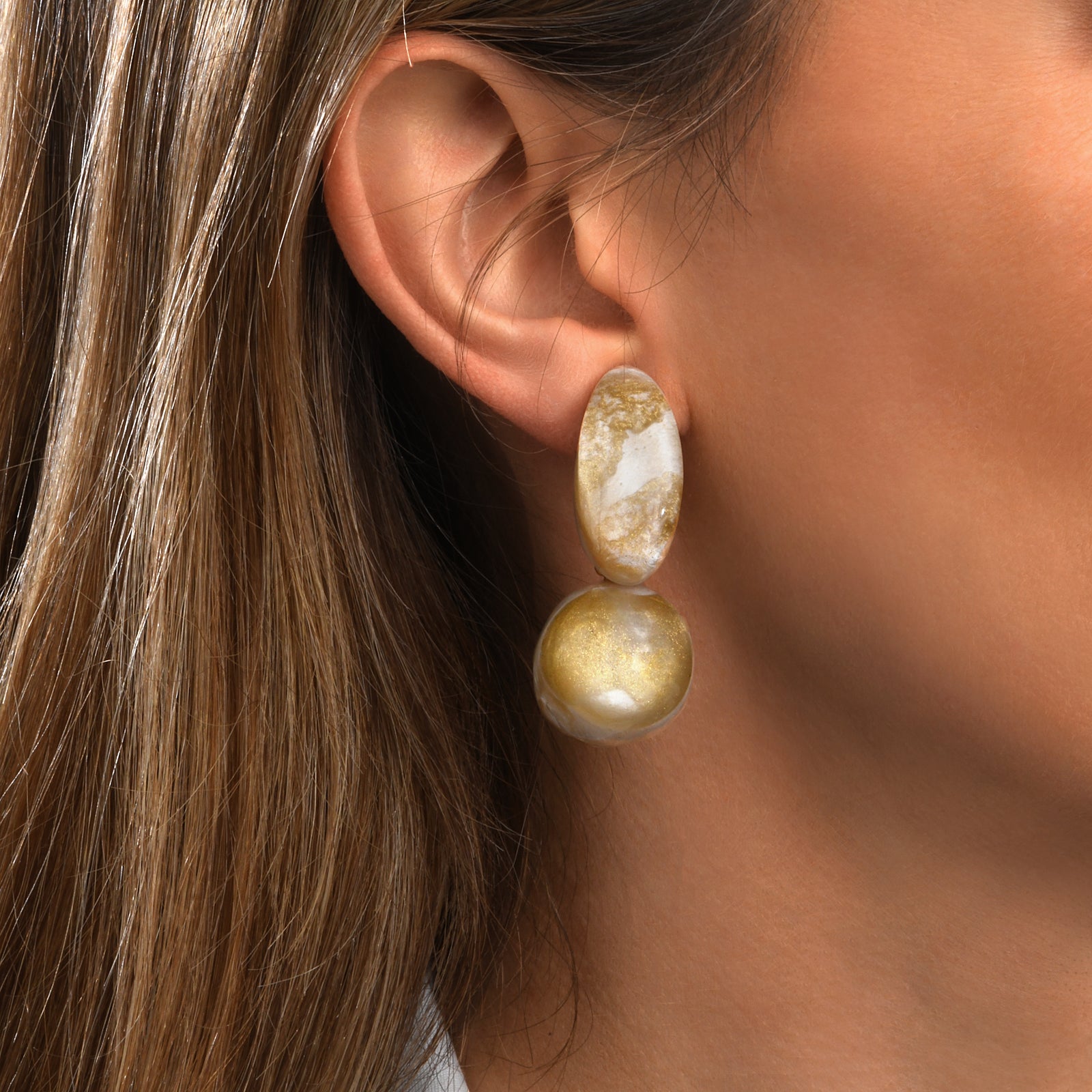 Clementina Sphere Clip Earrings