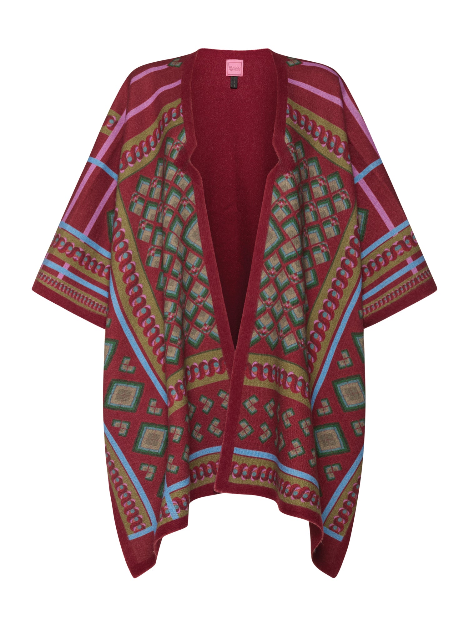 Wool-Silk  Jacquard Cape Seventies Print