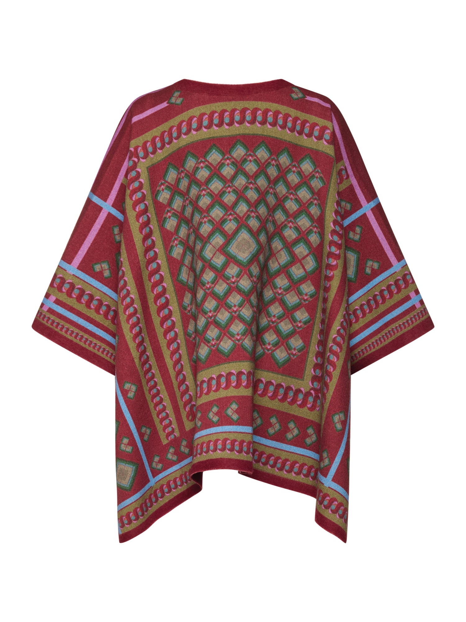 Wool-Silk  Jacquard Cape Seventies Print