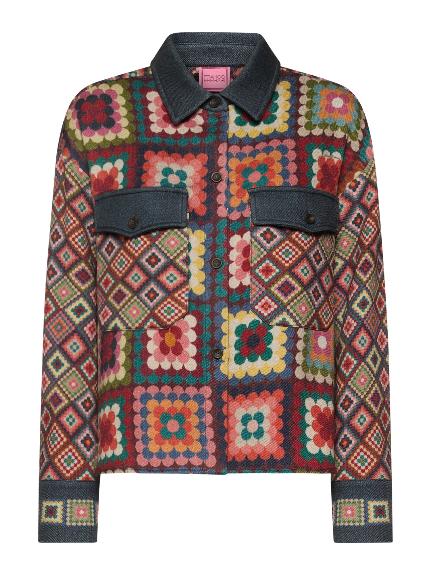 Wool-Silk  Jacket Crochet Print