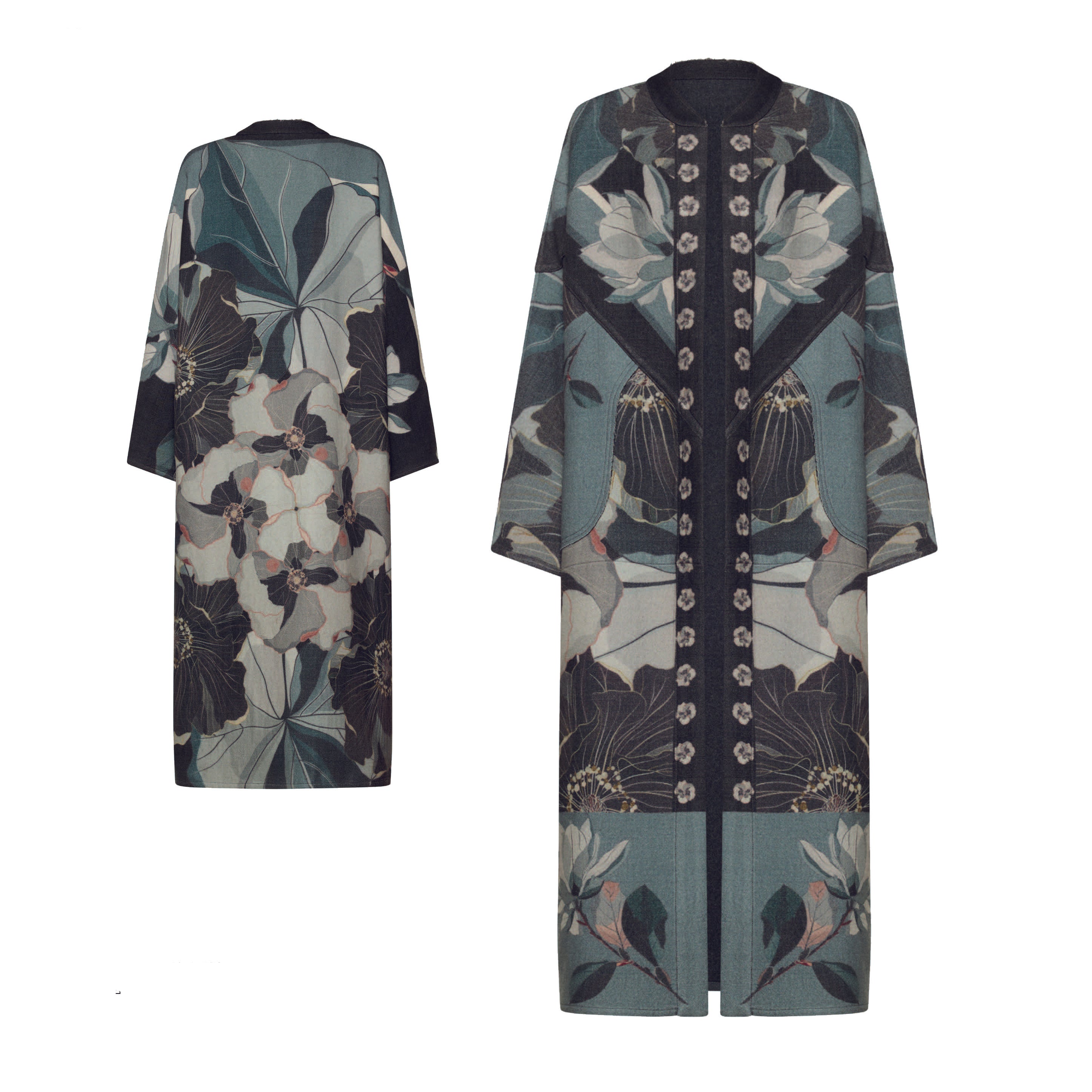 Reversible Jacquard Coat Magnolia Print