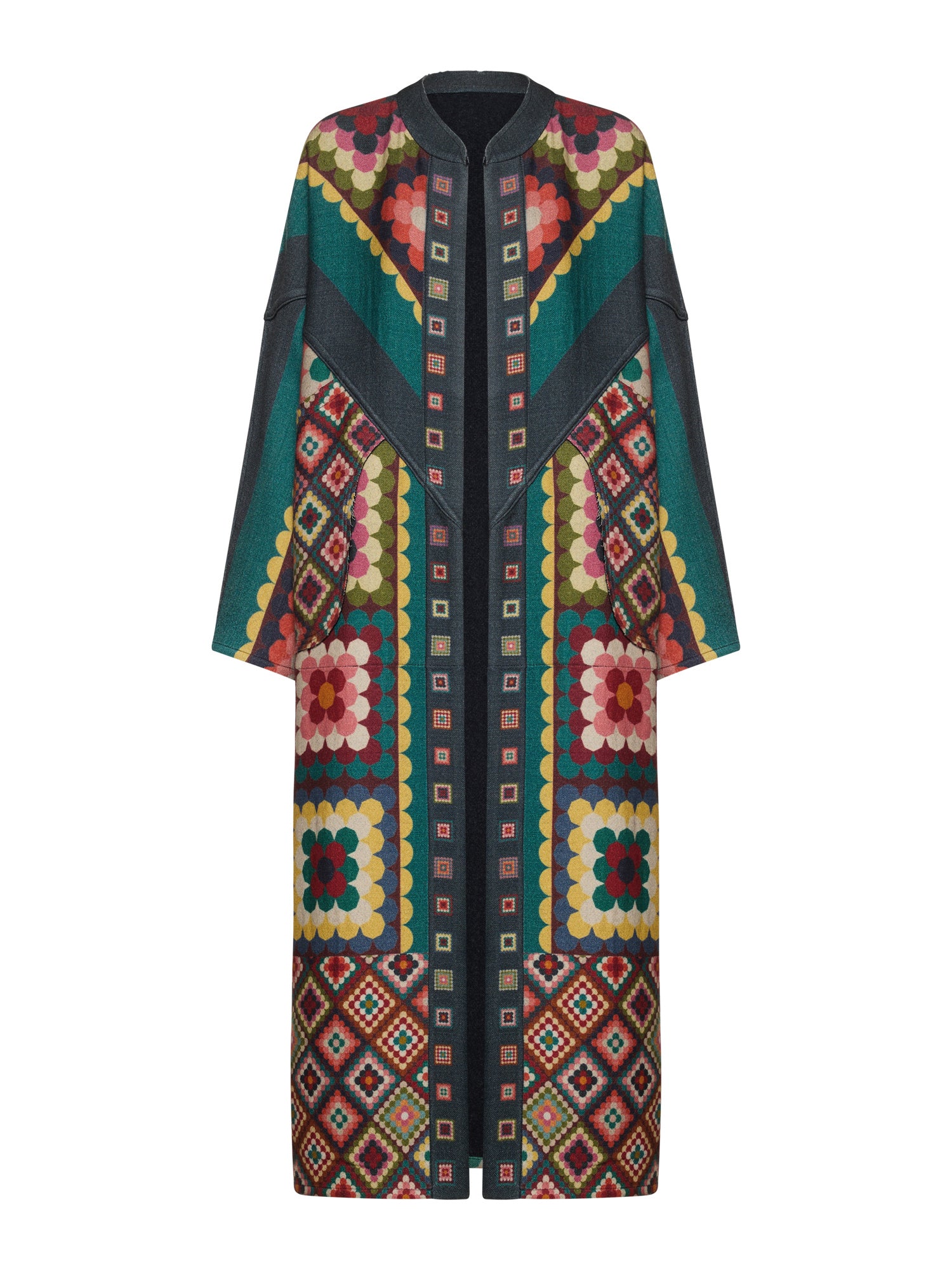 Reversible Jacquard Coat Crochet Print